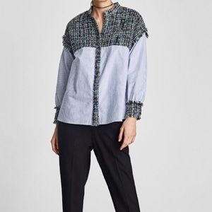 Striped tweed button up